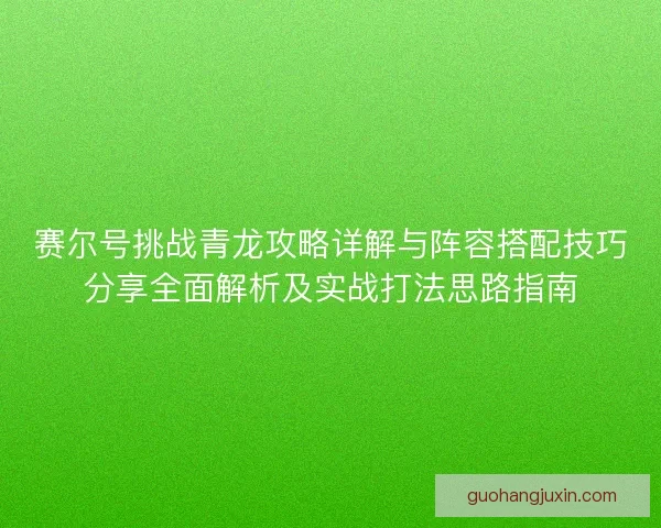 赛尔号挑战青龙攻略详解与阵容搭配技巧分享全面解析及实战打法思路指南