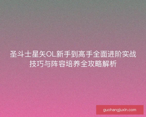圣斗士星矢OL新手到高手全面进阶实战技巧与阵容培养全攻略解析