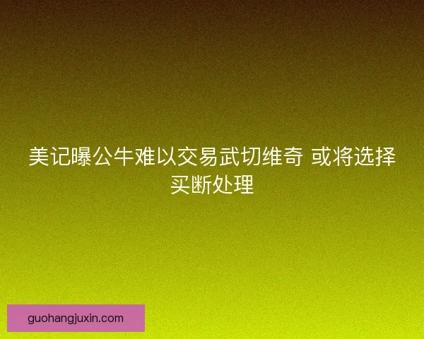 美记曝公牛难以交易武切维奇 或将选择买断处理